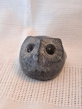 Wolf Soapstone Owl Sculpture